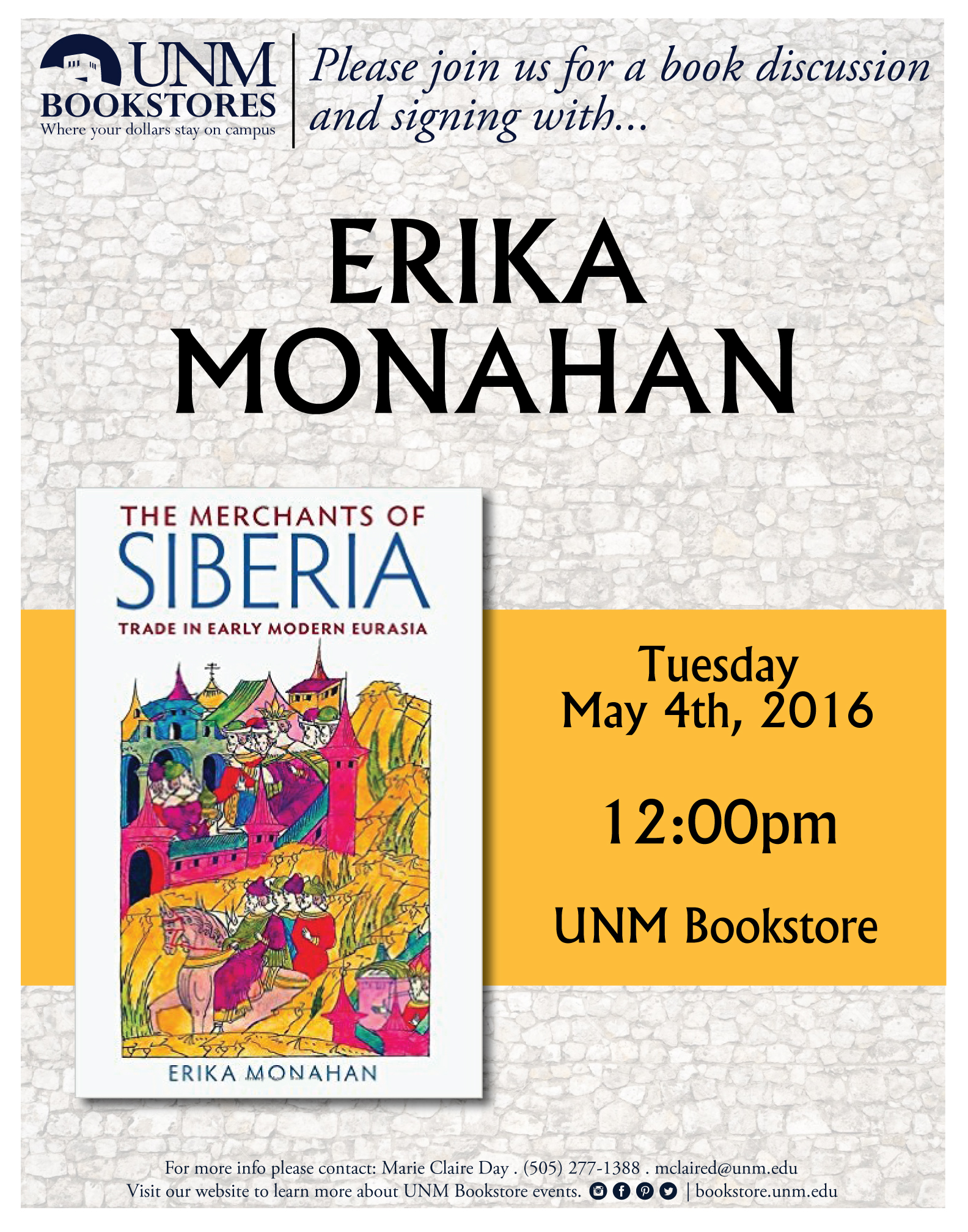Monahan book signing flyer